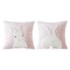2Pcs Easter Bunny Soft Cushion Case 45x45cm Plush Rabbit Embroidered Pillowcase Rabbit Pattern Decorative Throw Pillowcase