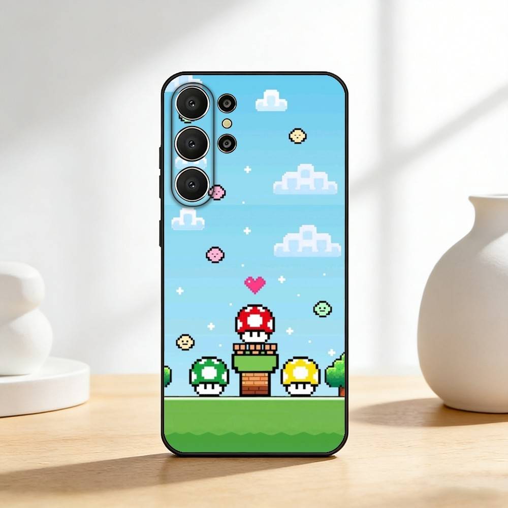 Anime Super M-MarioS Bros Phone Case For Samsung S26,S25,24,23,22,30,21,10,9,Ultra,Plus,Lite,Black Soft Case