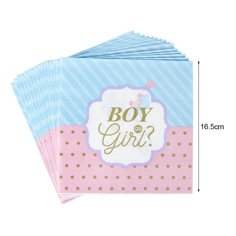 49Pcs Boy Or Girl Gender Reveal Disposable Tableware Set Paper Plate Cup Napkin Banner Baby Gender Reveal Party Decor Supplies
