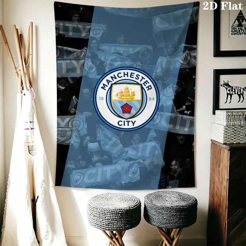 Manchester City Football Clu Wall Tapestry Aesthetic Wall Hanging Printed Fabric Blanket Decorative Tapestries for Bedroom Living Room Home Decor