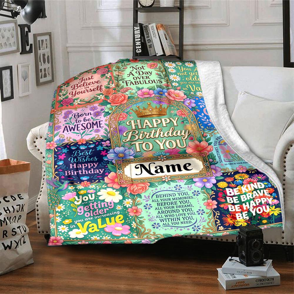 Happy Birthday Celebrationcustomize Your Name Blanket Soft And Comfortable It'S The Perfect Gift For Family Friends Or Loved Ones Suitable For All