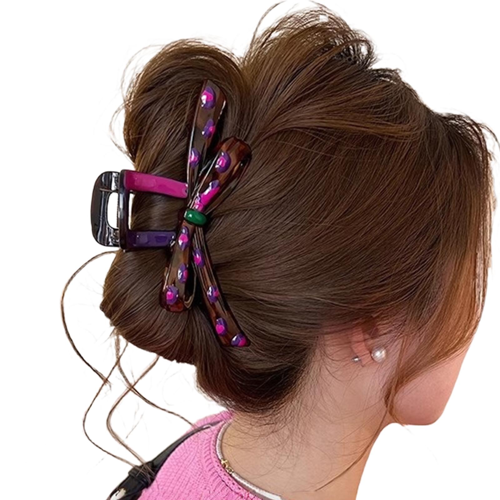 

Stylish Color Block Bowknot Hair Claw Clip Resin Oil Drop Hair Styling Clip Hair Accessory For Women Fashion Headwear 1