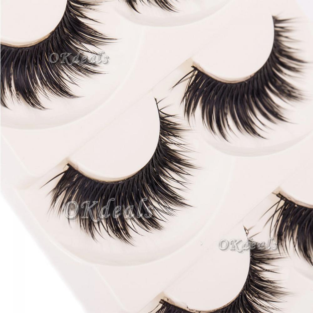 

5 Pairs Beauty Natural Cross Thick Eye Lashes Extension Black Handmade False Eyelashes