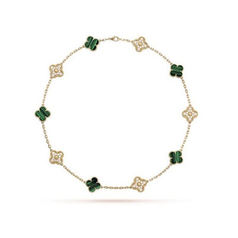 

Black Onyx 10-flower Necklace Double-sided Four-leaf Clover Choker Luxury Necklace for Women