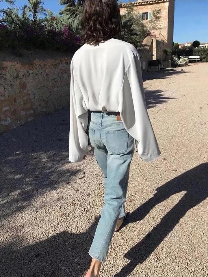 Nordic Niche TOT Original Classic Mid-High Waist Straight-Leg Twisted Seam Washed Jeans