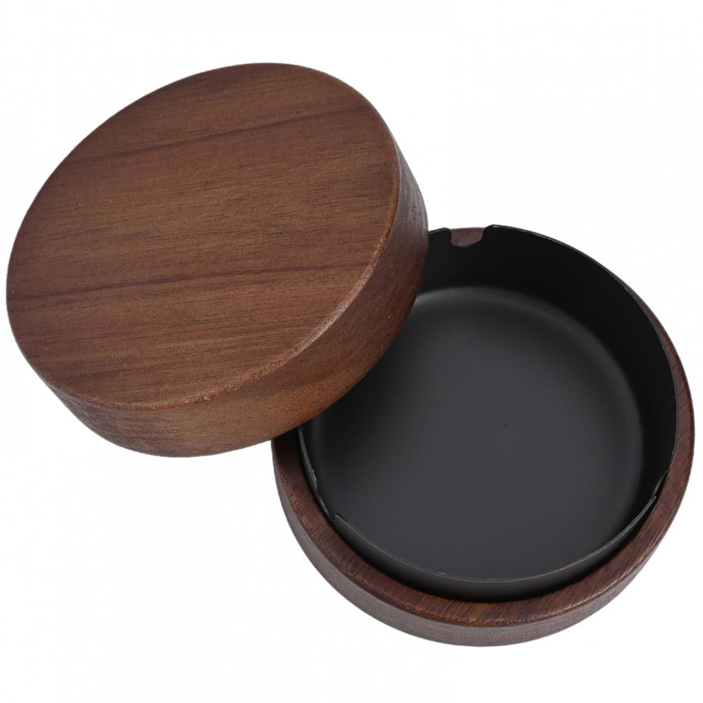Elegant Wooden Holder with Windproof Lid and Steel Lining