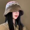 Retro Jacquard Knitted Bucket Hat Autumn Winter Korean Warm Casual Basin Hat For Women