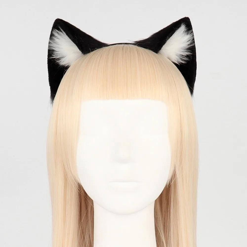 Gothic Lolita Cosplay Headband Carnival Halloween Hair Accessories Animal Cat Ears Headband Artificial Furry Gothic Headband