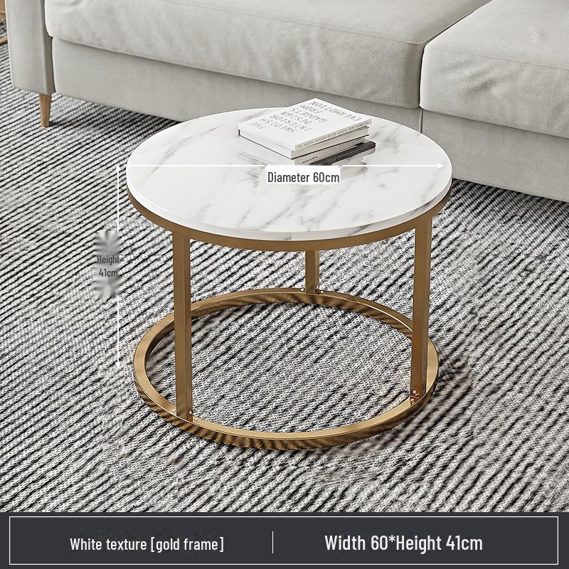 Modern Round Coffee Table: Elegant Small Side Table for Living Room or Balcony