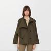 Womens Fall Vintage Short Cape Trench Coat Single-breasted Solid Color Stand Collar Casual Outerwear