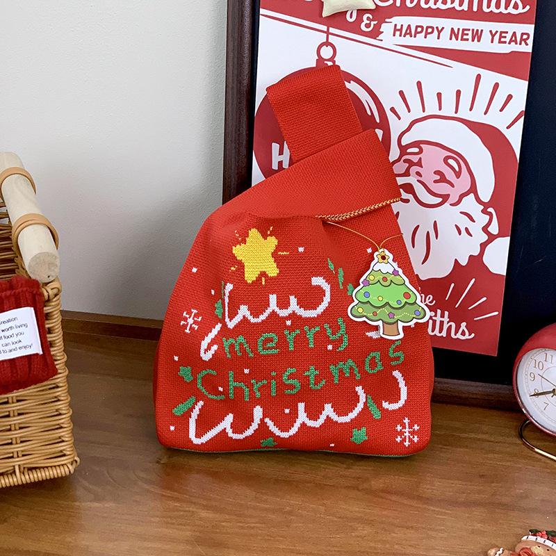 Festive Christmas Knit Tote Bag: Creative Handbag for Gifts & Candy