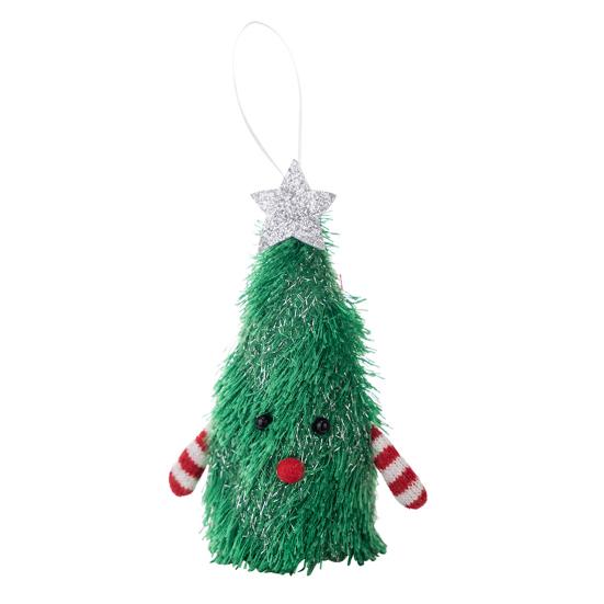 Light-up Plush Christmas Tree Doll Decoration Stuffed Fluffy Xmas Tree Shaped Gnome Elf Ornament with Glitter Star Topper for Hotel Mall Window Decor