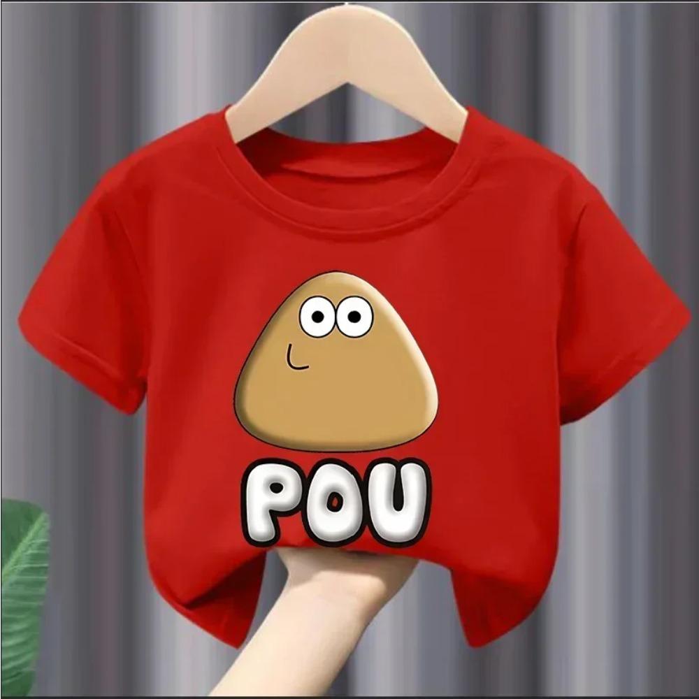 Christmas Cute My Pet Alien Pou Print Kids T-shirts Cartoon Summer Short Sleeve Baby Tees Tops Boys Girl Clothes Tshirts Y2k