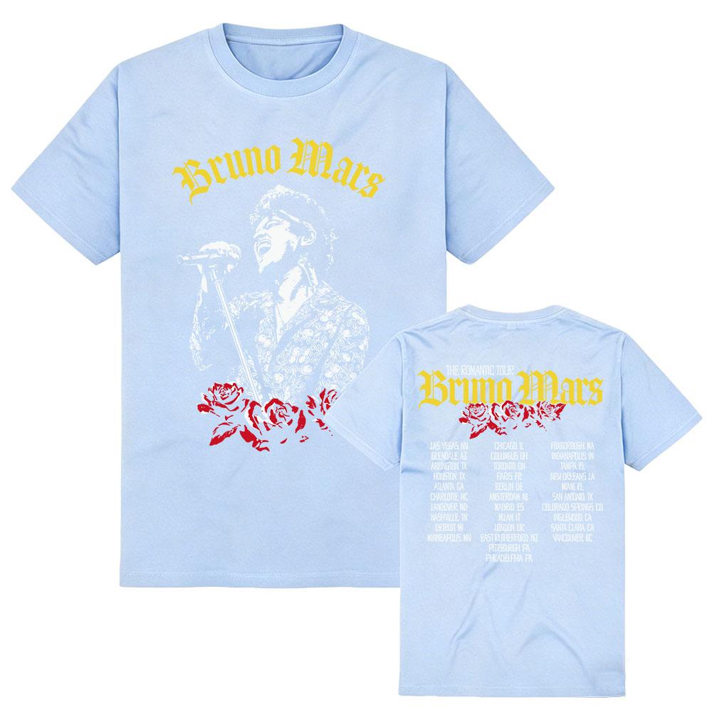 BRUNO MARS The Romantic Tour Tees Short Sleeve Cotton Tees Summer Female Tshirts Unisex Streetwear Casual Graphic Print T Shirt