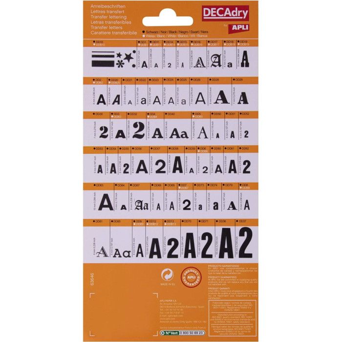 Lettres Et Chiffres Transfert - Agipa - N°4 - Blanc - 6mm - Pochette 1 Feuille