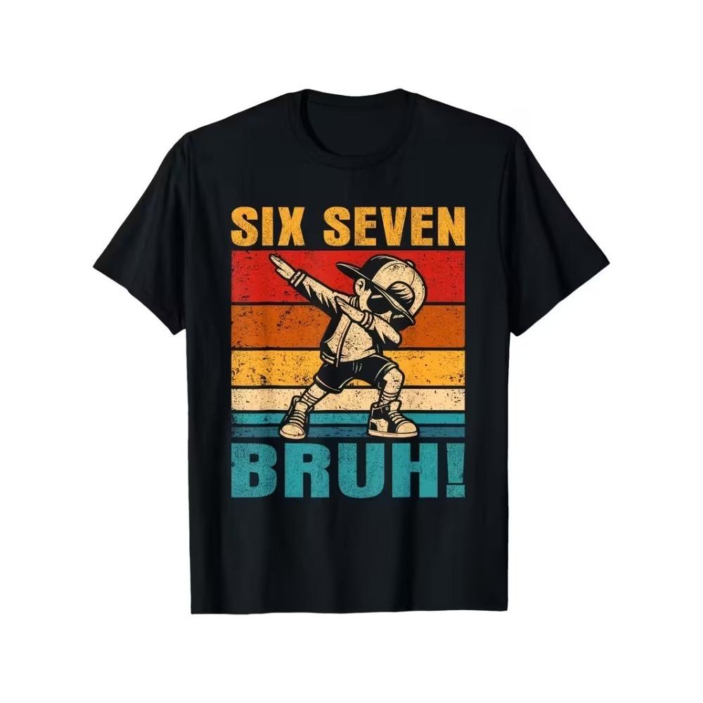 

Funny Six Seven Bruh Internet Meme T-shirt for Boys and Girls 67 Digital Design with Dab Dance Casual Round Neck Children Tsh... 5XL різнокольоровий
