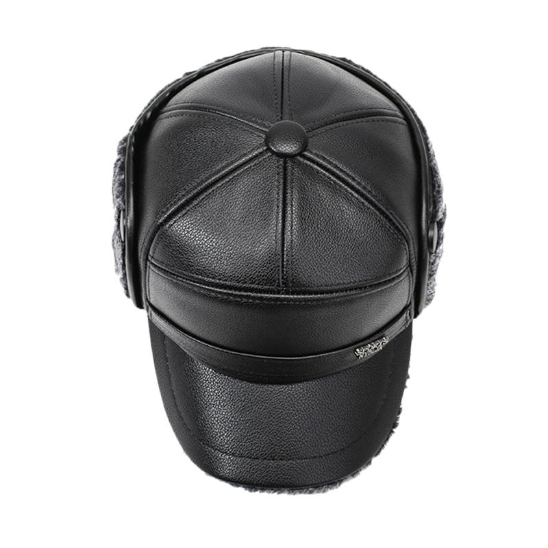 Winter Middle-Aged and Elderly Men's Hat Father Grandfather Warm Velvet Leather Hat Ear Protection Cap Outdoor Cap