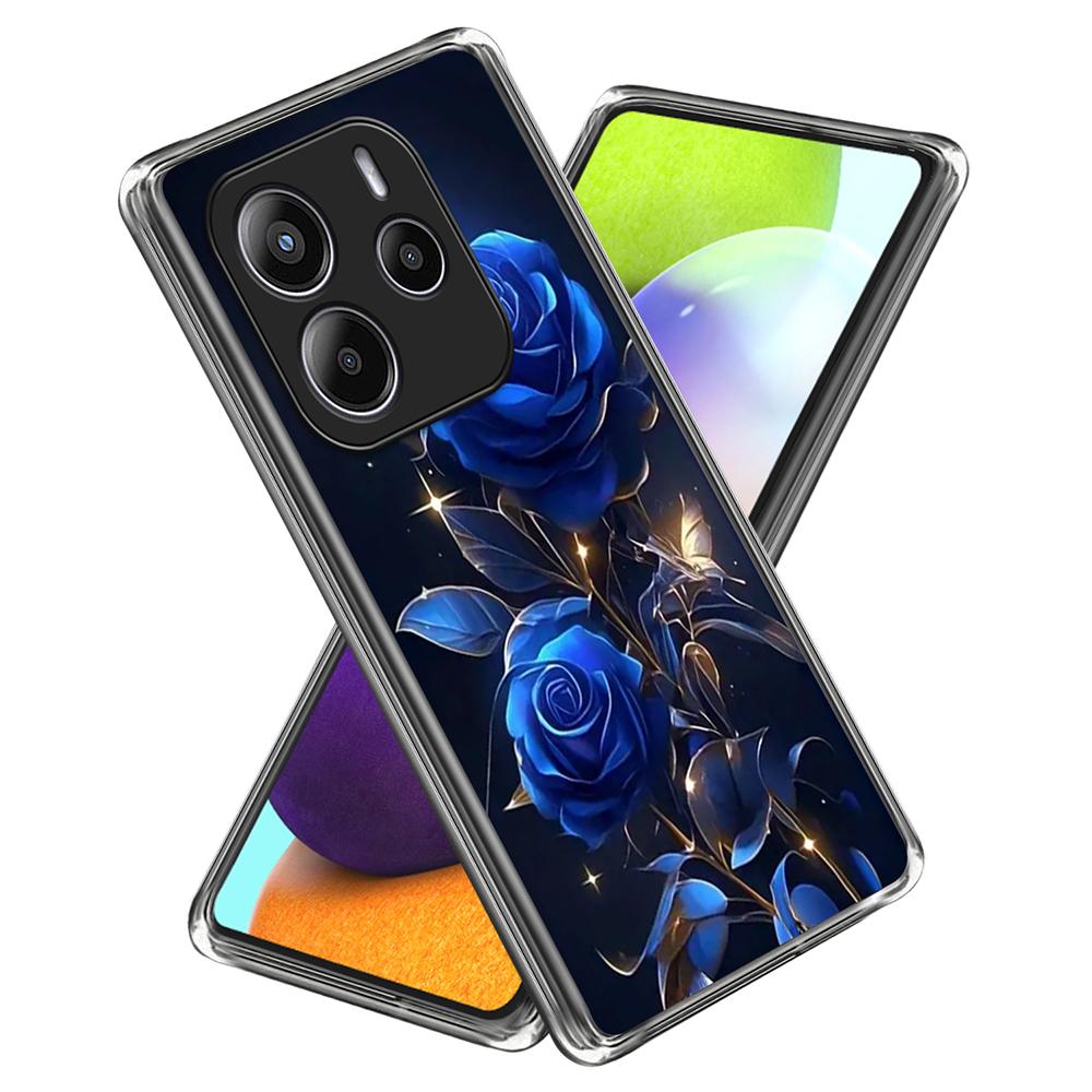 

Для Xiaomi Redmi Note 14 4G (163,25 мм) Чохол IMD Друк візерунка TPU Протиударний Чохол для телефону Blue Roses