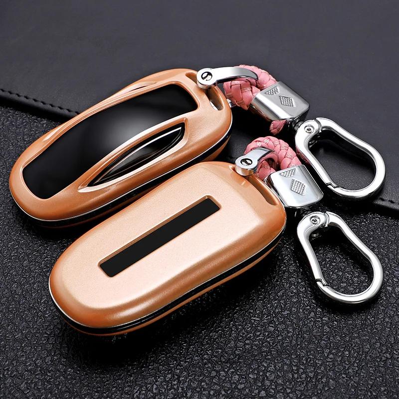 

ABS Carbon Fiber Car Remote Key Case Cover for Tesla Model 3 Model S Model X Smart Key Bag Key Protected Holder Shell Accessorie
