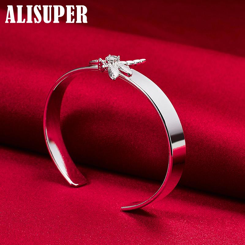 925 Sterling Silver AAA Zircon Dragonfly Smooth Bratara Bijuterii