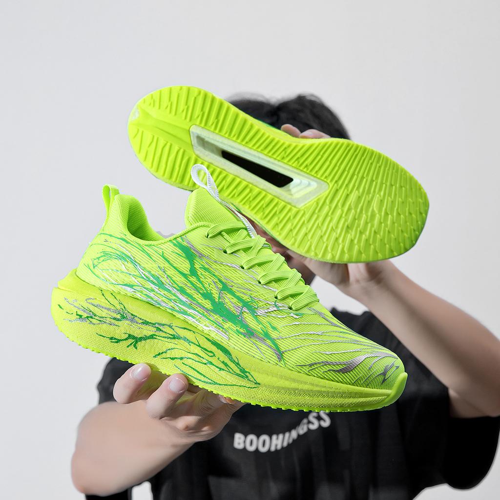 Color Couple Running Shoes New Carbon Plate Shock Absorption Ultra-light Men's and Women's Sports Shoes Student Military Training Breathable Shoes