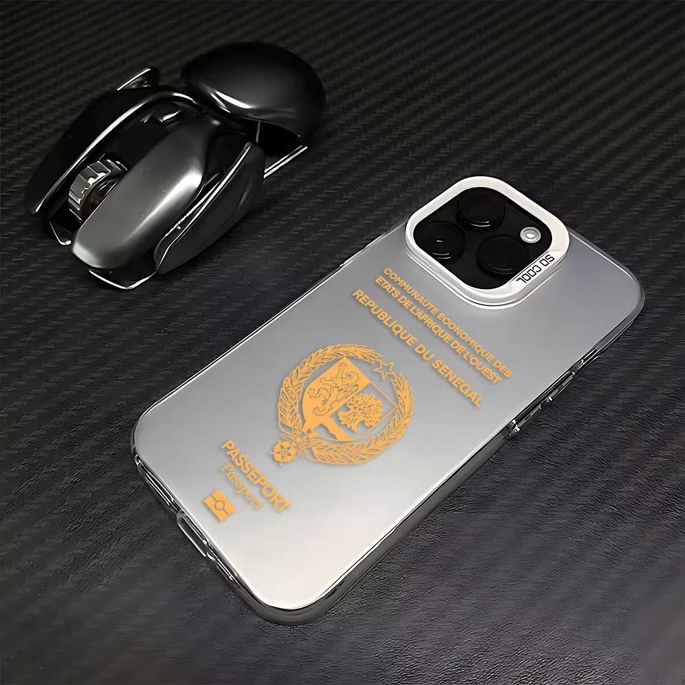 Senegal Passport Pattern Phone Case For iPhone 17 Air 16e 16 Pro Max 15 14 Plus 13 12 Mini 11 Pro Shockproof Silicone Back Cover