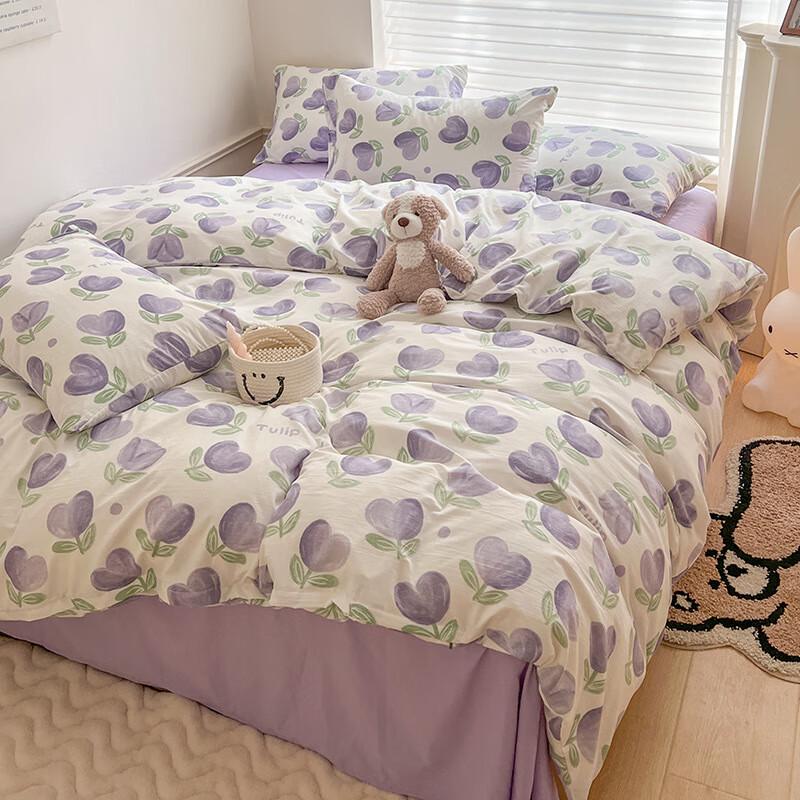 LISM Double-Layer Gauze Cartoon 4-Piece Bedding Set