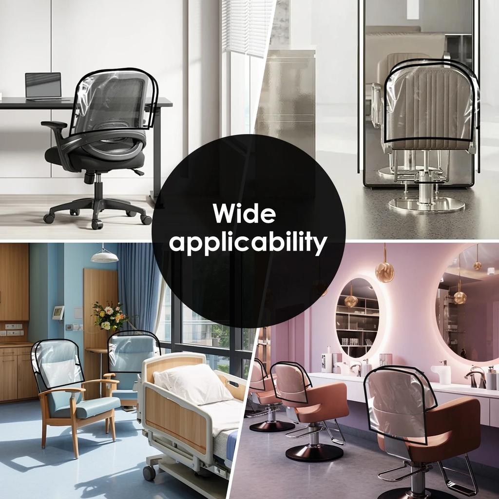 3Pcs PVC Clear Chair Back Covers Waterproof Salon Chair Protectors Covers Soft Chair Back Cover for Standard Salon&Office Chairs