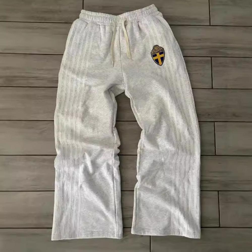 ZYLLO Americká Jednoduchá Klasická Pruhovaná Sportovní Mikina s Kapucí Dvoudílná Sada Street Retro Trend Jogger Tepláky Šedé Tepláky