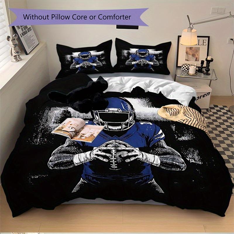 3pcs set Football Player 1 Quilt Cover + 2 Pillowcases, All Seasons Bedroom Setting, Perfect for Home and Dorm Decor a167