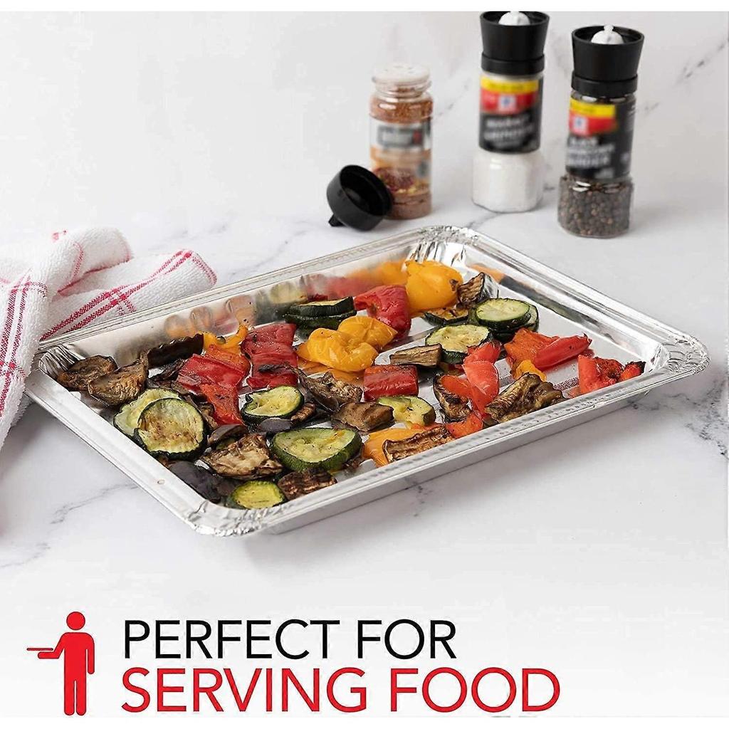VeZee Disposable Large Aluminum Broiler Pans Compatible with Baking & BBQ - Easy Cleanup, 60 Count