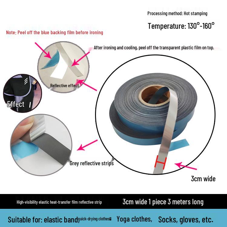 High-visibility Heat-applied Reflective Tape for Nighttime Traffic Warning, Directly Heat-pressed Onto Clothing.