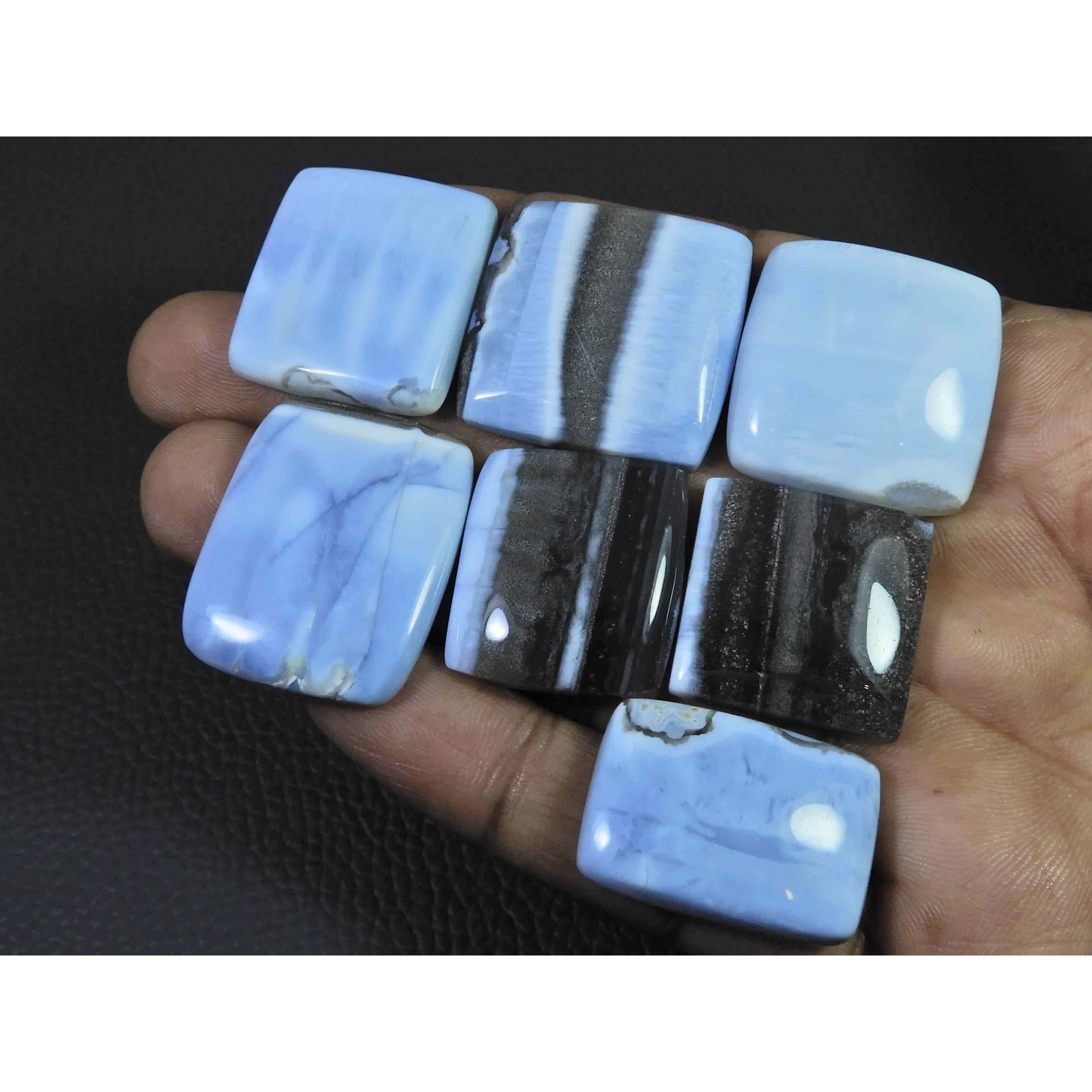 252Cts. Natural Blue Opal Octagon Shape Cabochon Loose Gemstone 07Pcs Lot C-2345