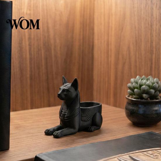 Einzigartige Katzen-Heimdekoration Ägyptische Statue, 3D-gedruckte Bastet-Figur mit Aufbewahrung, Götterstatue Mythisches Wesen Schreibtisch-Organizer für Büro, Sammlerstück