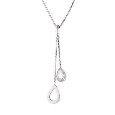 Halskette - Liam - 925er Massivsilber rhodiniert - Länge 42 cm - Zirkonoxid - Damen