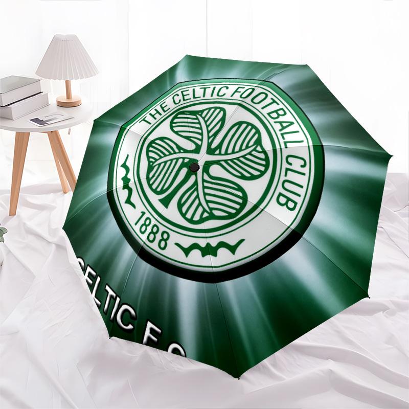 Modello del Celtic Football Club, ombrello pieghevole automatico, design portatile e pieghevole, 8 stecche, un regalo di Natale o di compleanno.