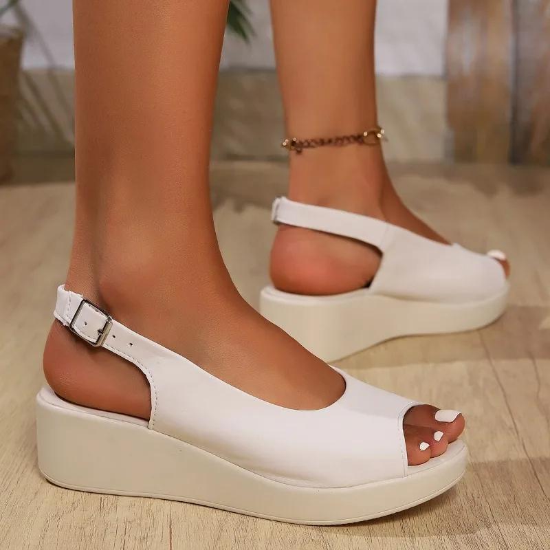 

Fashion Summer Sandals 2025 Women s Open Toe Heightening Shock Absorbing Platform Shoes 42