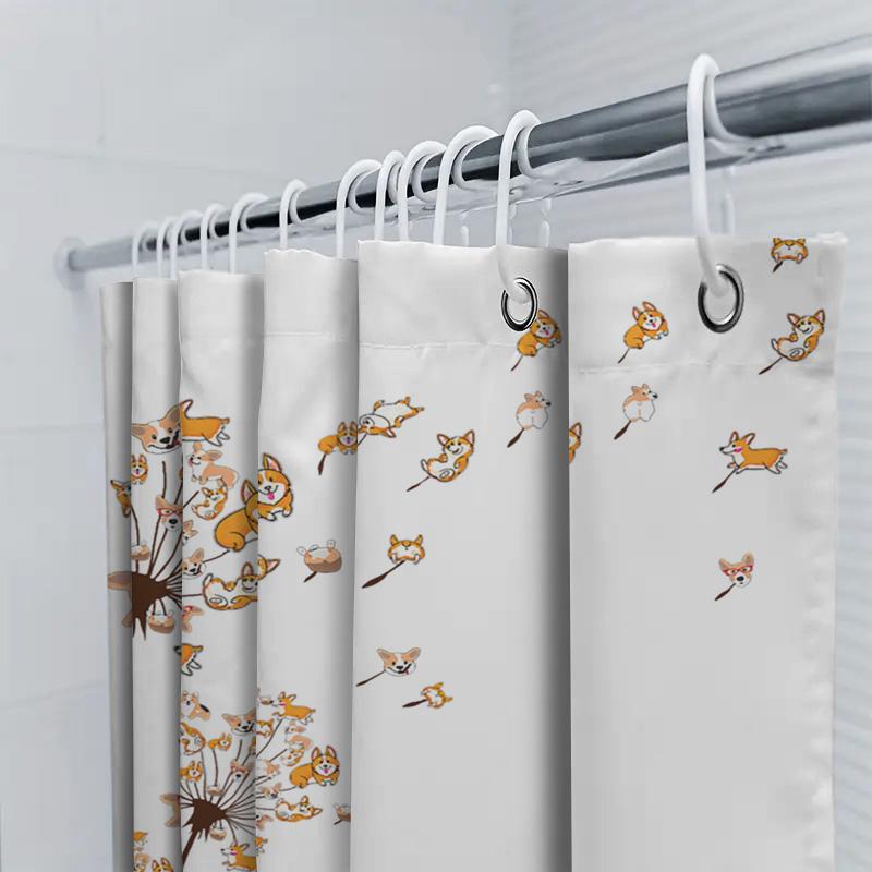 Natural Landscape Bath Shower Curtain, Ocean View Decorative Printed Fabric Bathroom Liner White and Blue Hues