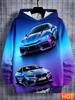 Men's Trendy 3D Print Hoodie Racing Car Black Splash Art Design Casual Streetwear Pullover Hooded Sweatshirt For Men Daily Wear