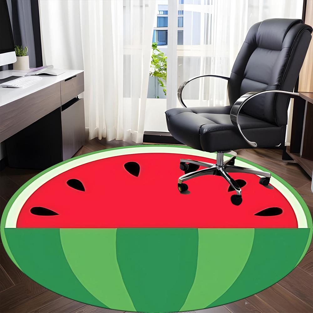 1pc Watermelon Slice Office Round Area Rug, Mat Suitable For Office, Under Office Chairs Bedroom Living Room Home Decor, Room Deco