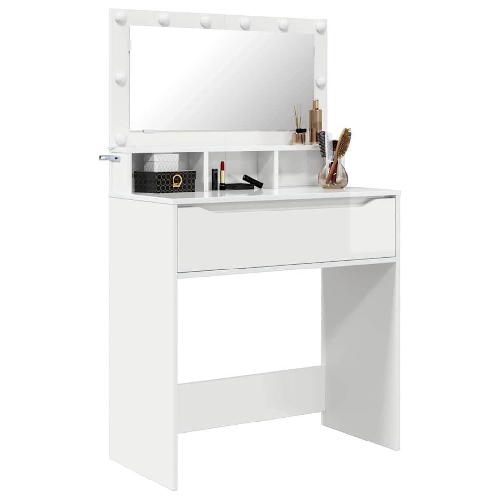 Bedroom Vanity Tables High Gloss White 80 x 39.6 x 135 cm