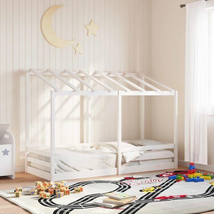 VidaXL Children's Bed with White Roof 75x190 Cm Solid Pine Wood, Children's Bed Frame, Wooden Children's Bed, 847010