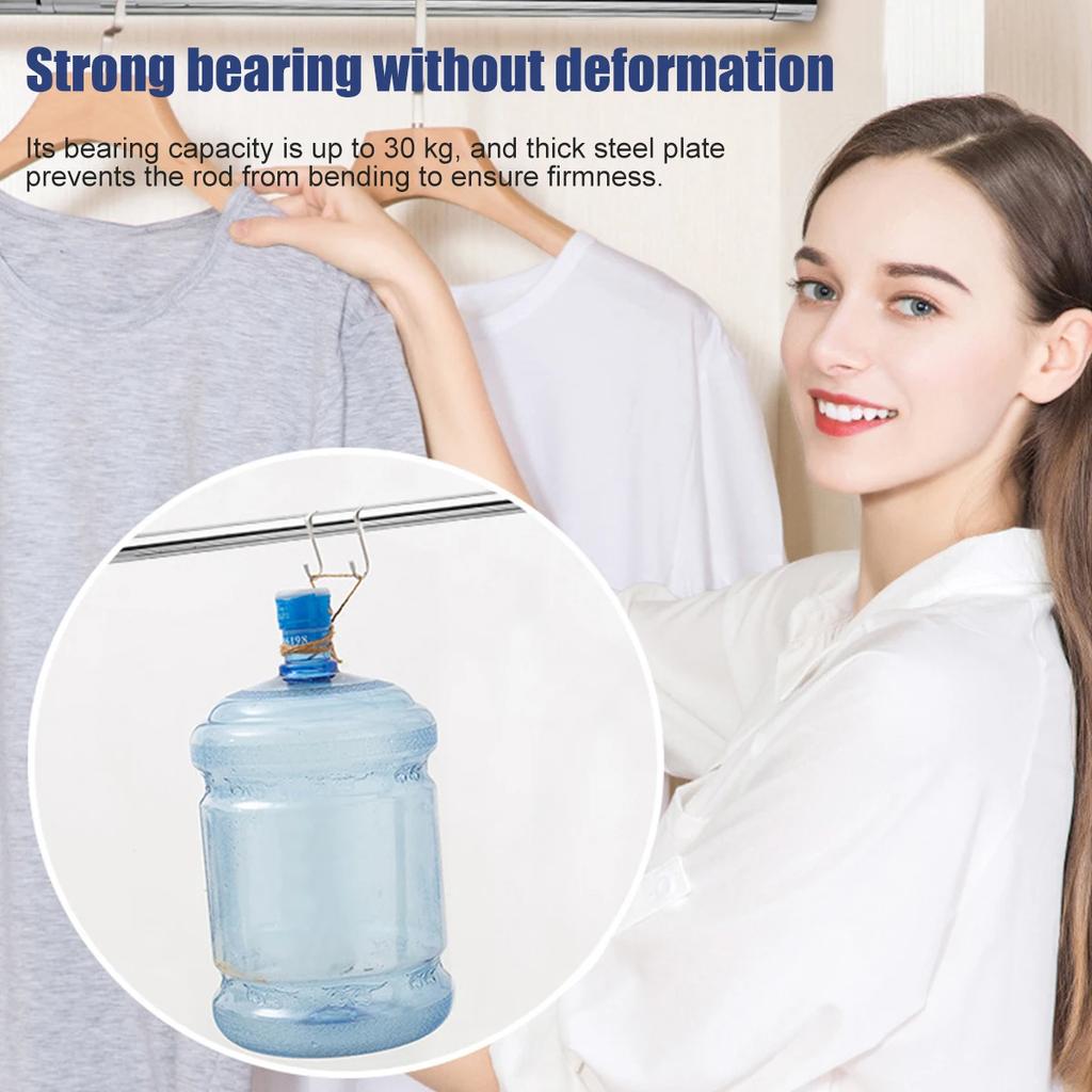 Šatní tyč Rozšiřitelná šatní tyč 56-100cm Nerezová tyč na oblečení s koncovými držáky Šrouby Nastavitelná skříňová tyč