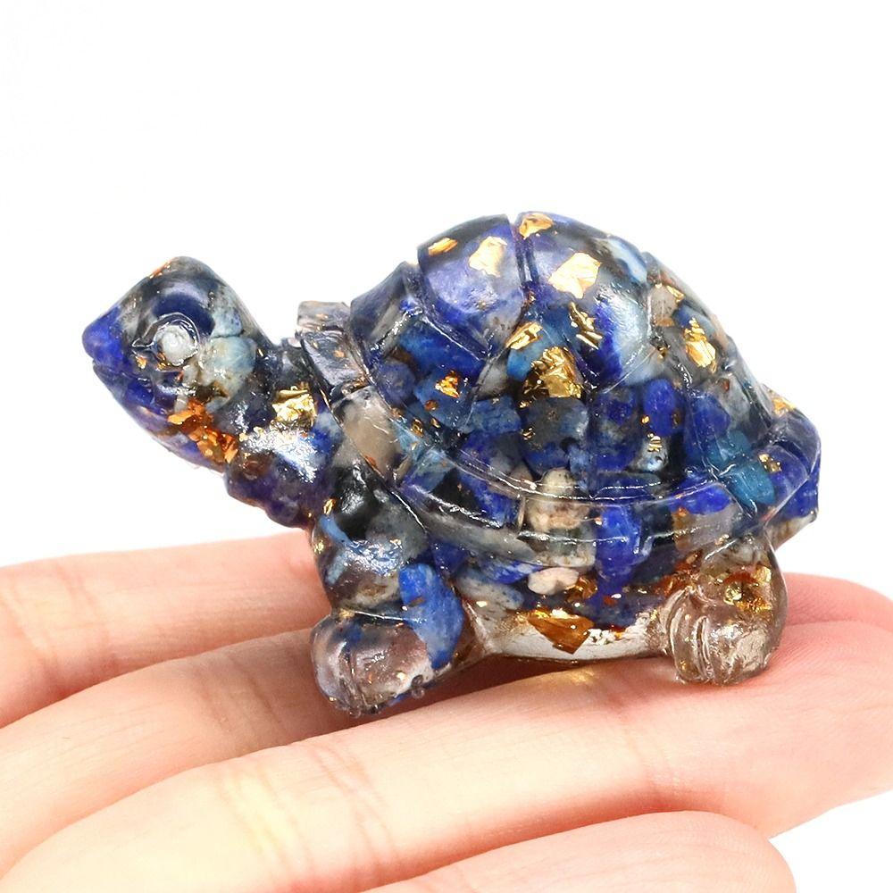 Tortoise Pocket Tortoise Figurine Natural Crystal Epoxy Turtle Statue Stones Sculpture   Desktop