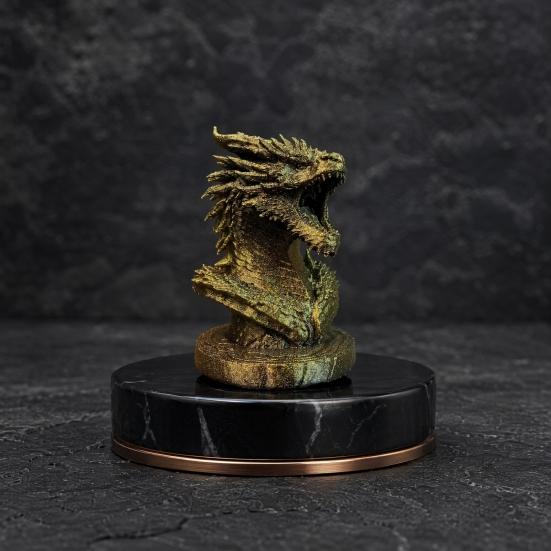 Dragon Head Figurine, 3D Printed Fantasy Dragon Head Statue, Mythical Animal Sculpture for Home Office Desk Decor, Gift for Collectors