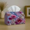 1pc Tissue Box Holder with Romantic Botanical Soft Design-Rose Floral Illustration,Durable Polyester,Ideal for Kitchen,Living Room,Bedroom,Bathroom,-H
