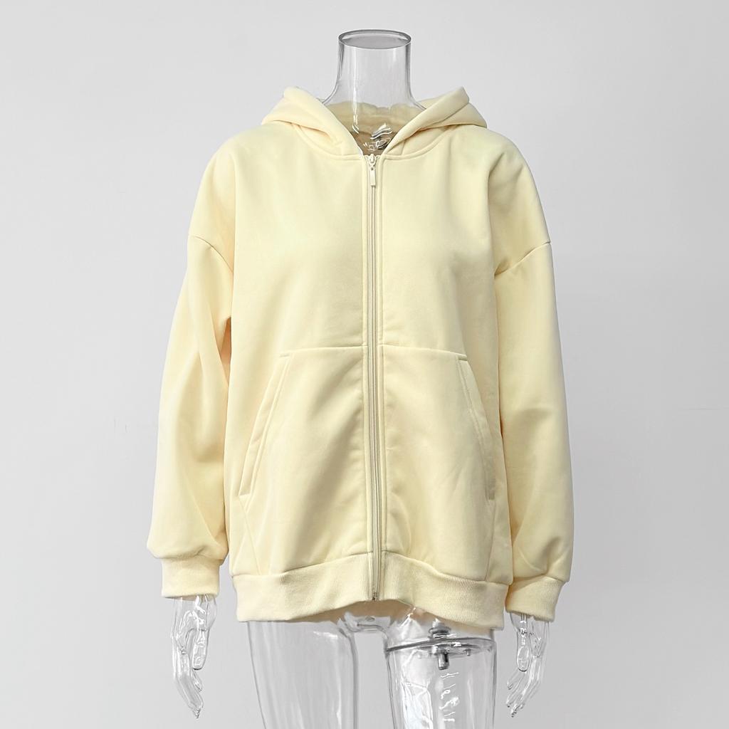 Autumn and Winter New Casual Hooded Long Sleeve Cardigan Sweatshirt Loose Zipper Sweatshirt Women's Clothing