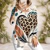 Ladies Plus Size Long Sleeve Casual Tee Metal Ring Neck Feature For Everyday Casual Styling