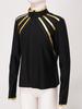 Sweat à capuche enfant scintillant avec strass et rayures métalliques, fermeture éclair, col montant, manches longues pour le patinage artistique, la gymnastique, l'entraînement