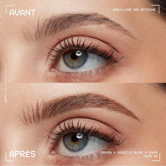 NYX Professional Makeup Blade & Nuanta, Creion sprâncene cu vârf dublu, rezistență până la 16 ore, Taupe